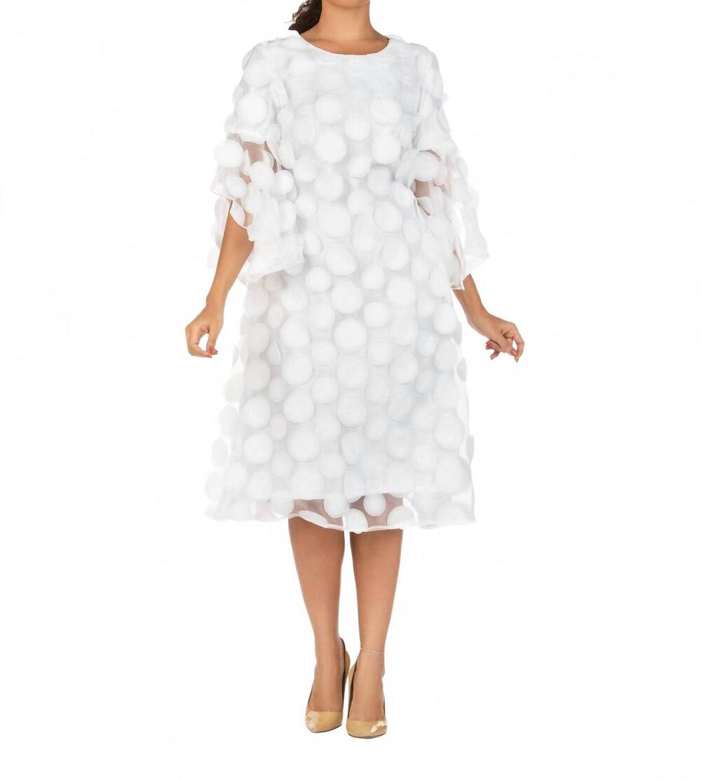 NEW GIOVANNA bell sleeve a-line dress with circular petals decor in white